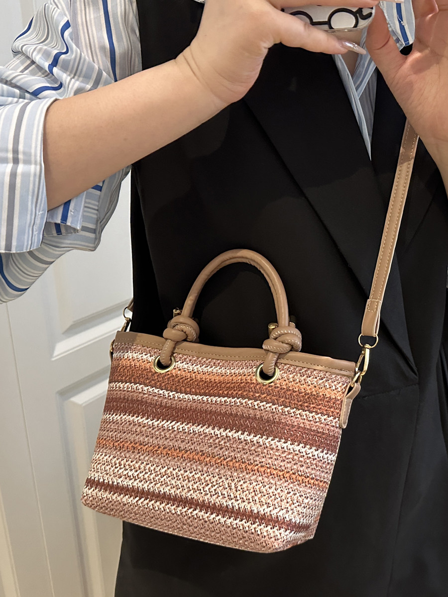 Women Handheld Bags - Handheld woven bag for women, trendy