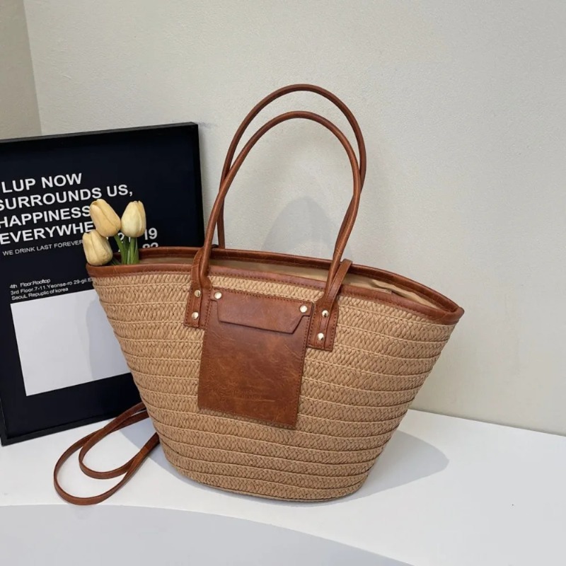 Women'S Raffia Bags - Woven Shoulder Bag Straw Baskets Bag