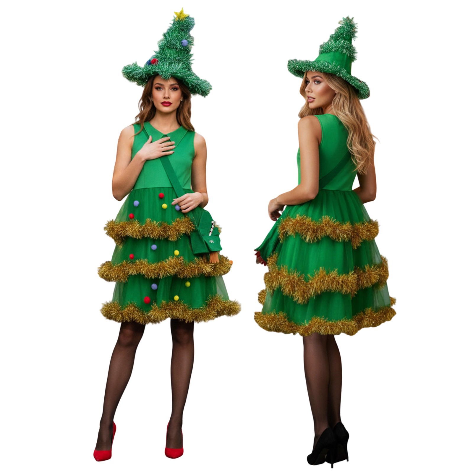 Women Bags Europe - Women Christmas Tree Cosplay Costumes Tinsel