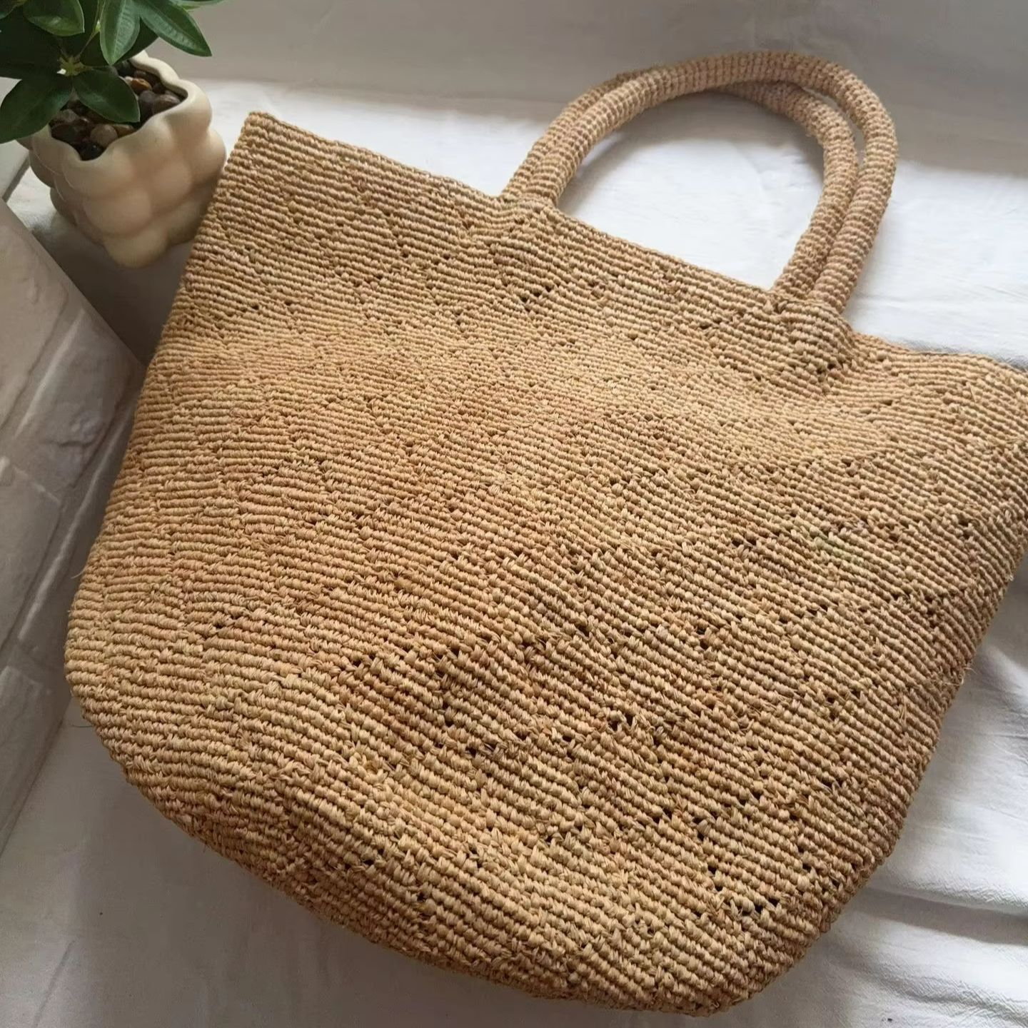Women'S Raffia Bags - Fashion Style Ins Crochet Handmade Beach
