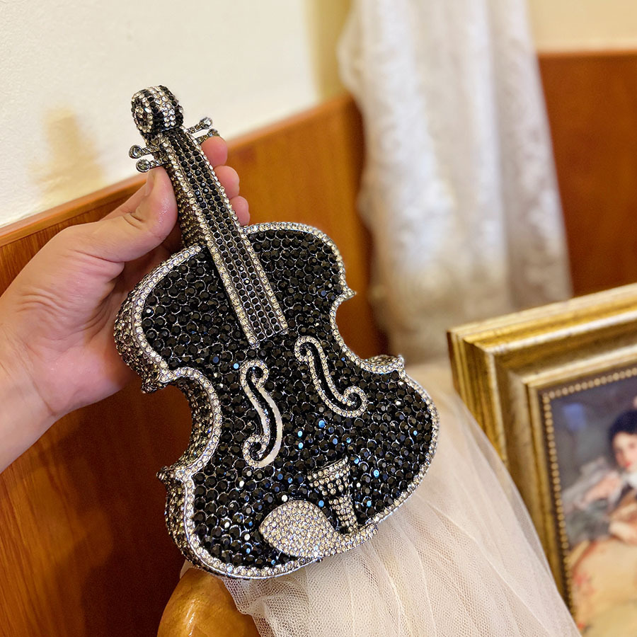 Women Handheld Bags - diamonds, trendy light luxury violin bag,