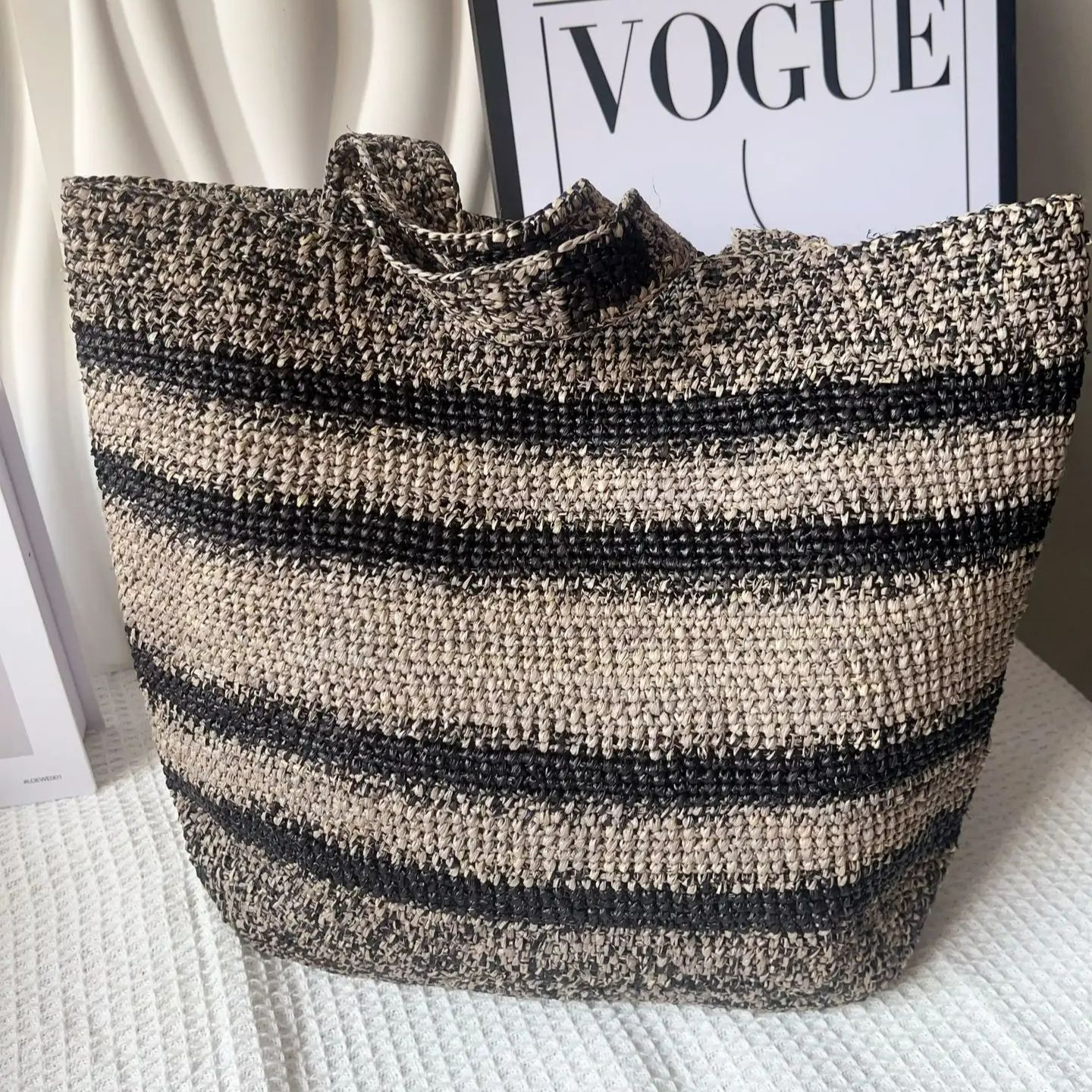 Women'S Raffia Bags - Casual Simple Women Nature Raffia Grass