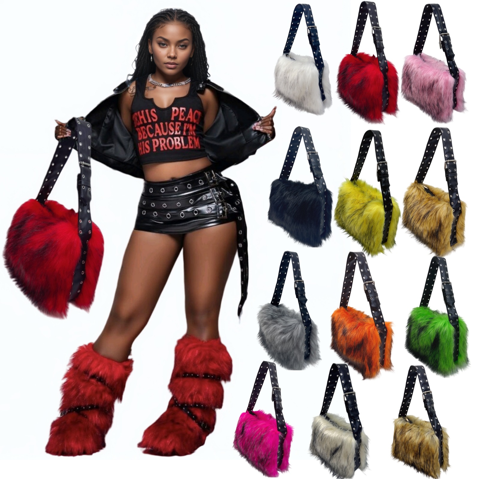 Women Bags Europe - Y2K fox faux fur women's bag