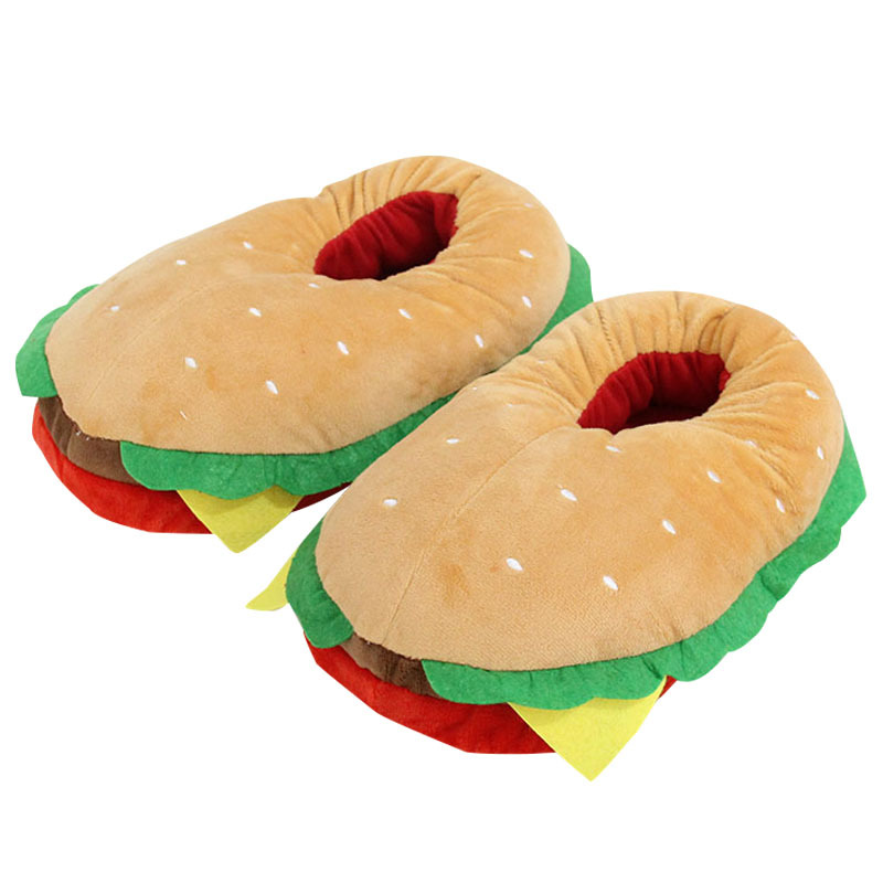 Women Bags And Shoes - New Cartoon Hamburger Plush Slippers Women's