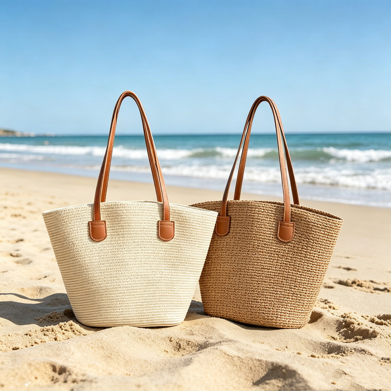 Women Bags Leather - CLAREGQI Women's Solid Color Straw Tote