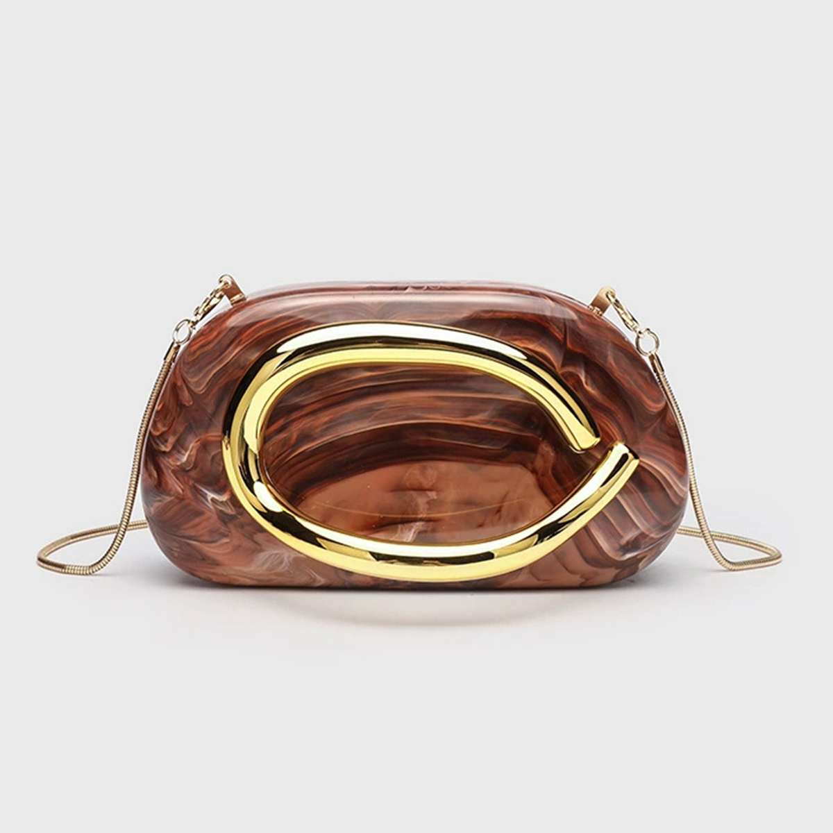 Women Handheld Bags - Women Acrylic Metal Handle Handbag Solid