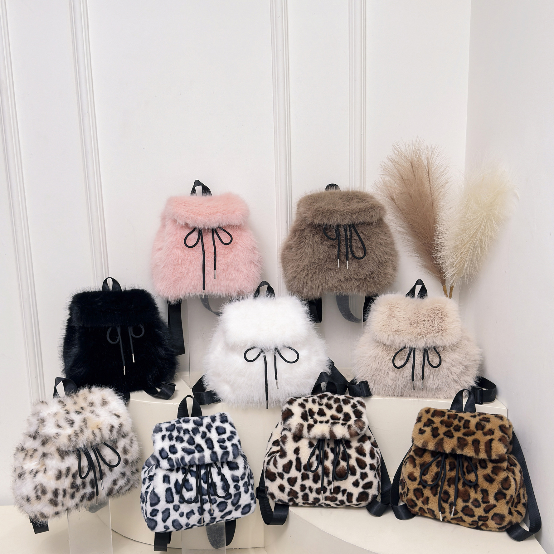 Women Handheld Bags - Autumn Winter Women's Plush Fury Backpack
