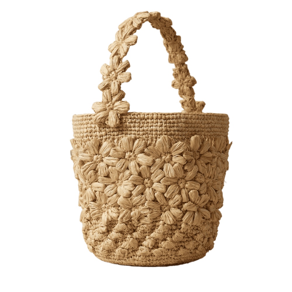 Women'S Raffia Bags - Women Summer Raffia Woven Bucket Bag