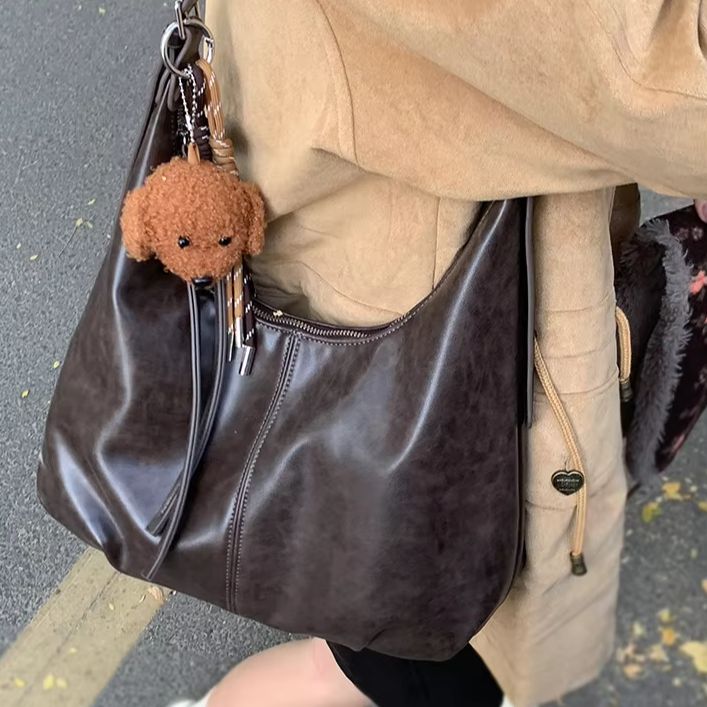 Women Bags Leather - Vintage Large-Capacity Underarm Bag for Women: