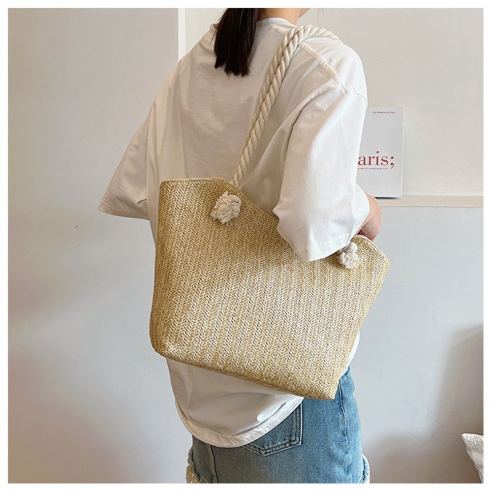 New Summer Beach Tote Bag Larg - Women'S Raffia Bags recension och pris