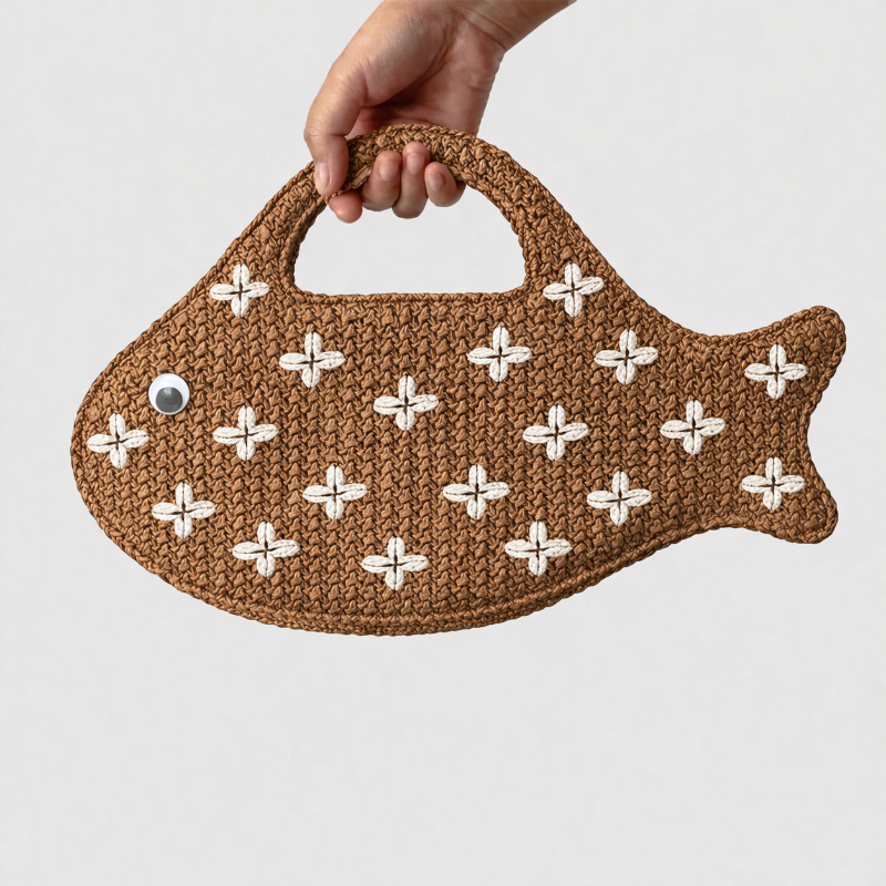 Embroidered Fish Raffia Straw  - Women'S Raffia Bags recension och pris