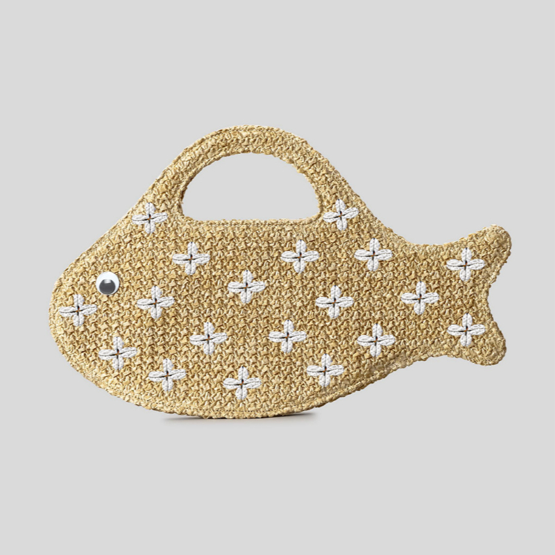 Embroidered Fish Raffia Straw  - Women'S Raffia Bags recension och pris