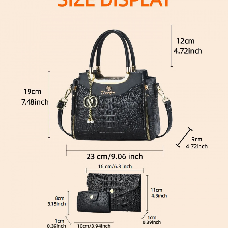 Women's Crocodile Texture Hand - Women Bags Leather recension och pris