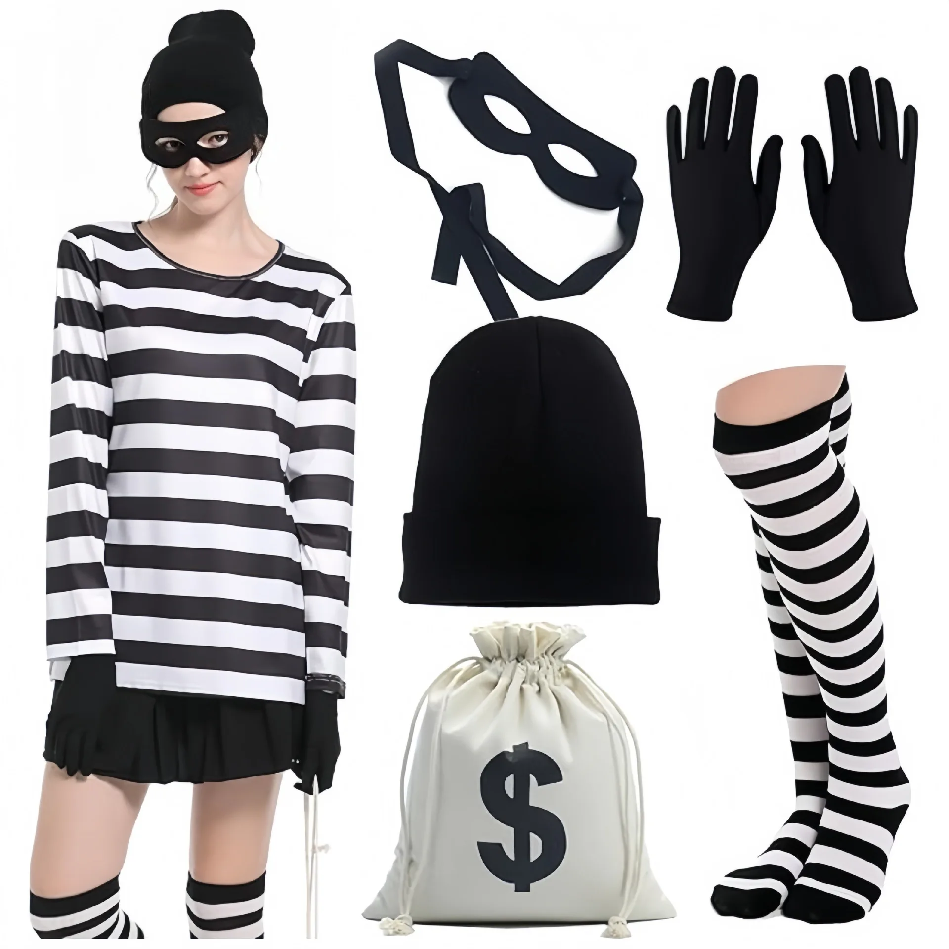 Convict Thief Cosplay Costume  - Women Bags Europe recension och pris