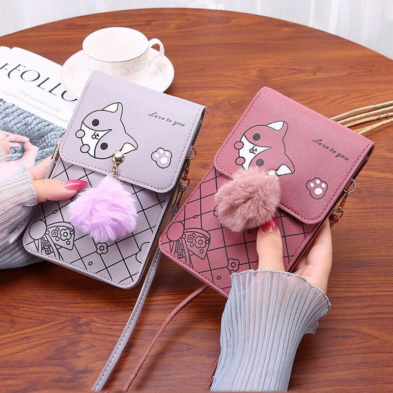 Cute Cartoon Pattern Touch-Scr - Women Bags Leather recension och pris