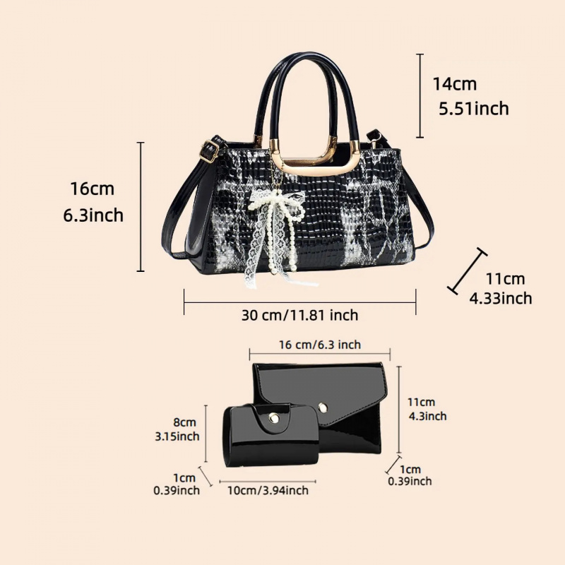 Women's Handbag Set, Crocodile - Women Bags Leather recension och pris