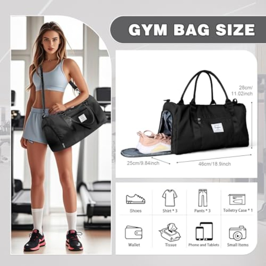 Small Black Sports Gym Duffel  - Women Bags And Shoes recension och pris